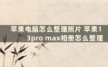 苹果电脑怎么整理照片 苹果13pro max相册怎么整理